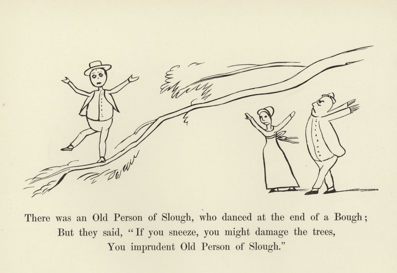 Es war eine alte Person aus Slough, die am Ende eines Astes tanzte von Edward Lear