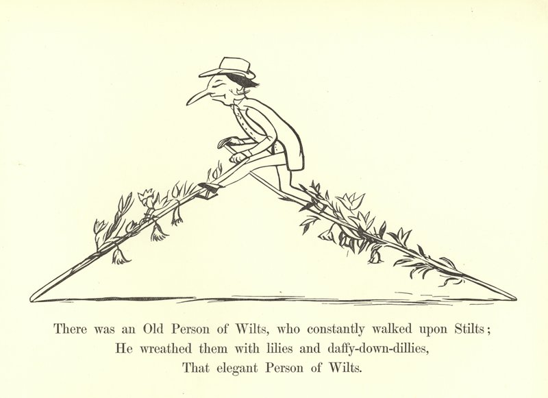Es war eine alte Person aus Wilts, die ständig auf Stelzen ging von Edward Lear