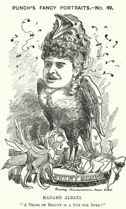 Punch-Karikatur: Emma Albani, kanadische Opernsängerin (Stich) von Edward Linley (after) Sambourne