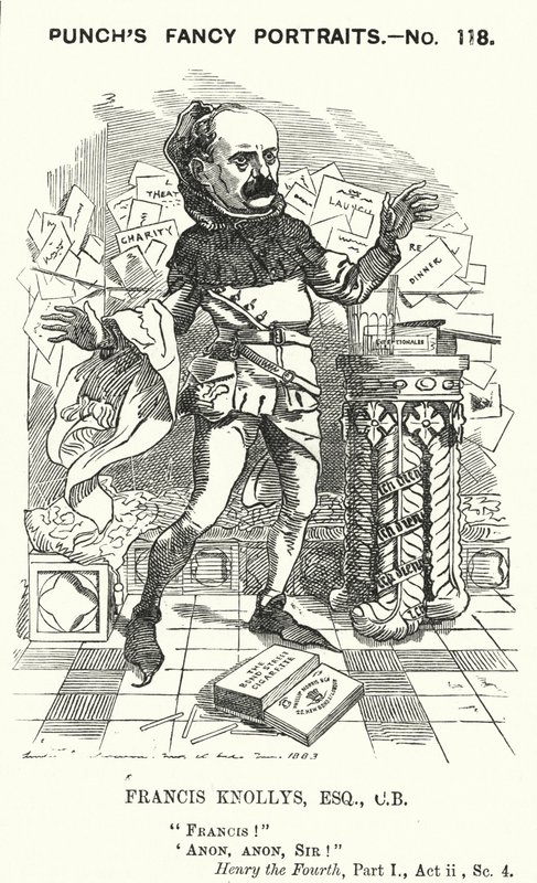 Karikatur: Francis Knollys, Privatsekretär des Prinzen von Wales (Gravur) von Edward Linley (after) Sambourne