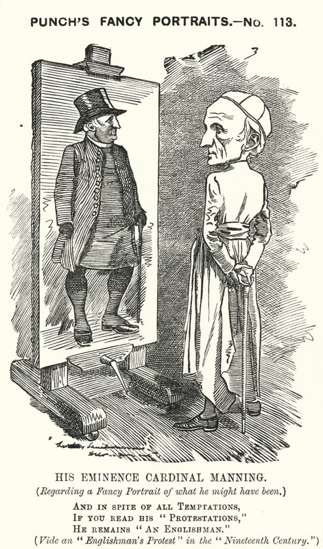 Punch-Karikatur: Henry Edward Manning, englischer Kardinal und katholischer Erzbischof von Westminster (Stich) von Edward Linley (after) Sambourne