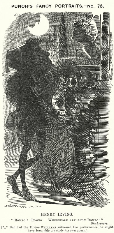 Punch-Karikatur: Henry Irving, englischer Schauspieler (Stich) von Edward Linley (after) Sambourne