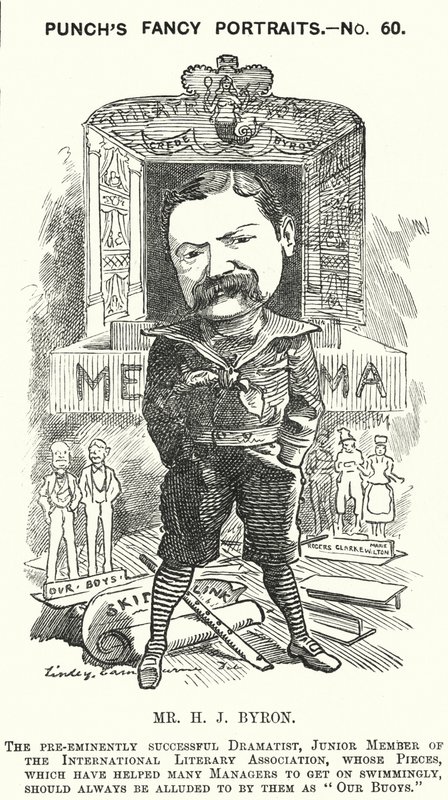 Punch-Karikatur: Henry James Byron, englischer Dramatiker von Edward Linley (after) Sambourne