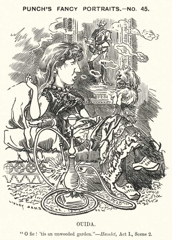 Karikatur: Ouida (Maria Louise Rame), englische Schriftstellerin (Gravur) von Edward Linley (after) Sambourne