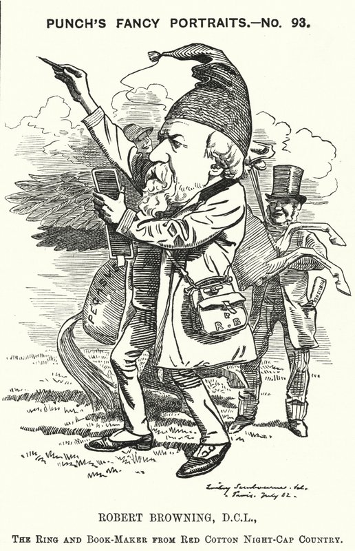 Karikatur: Robert Browning, englischer Dichter und Dramatiker (Gravur) von Edward Linley (after) Sambourne