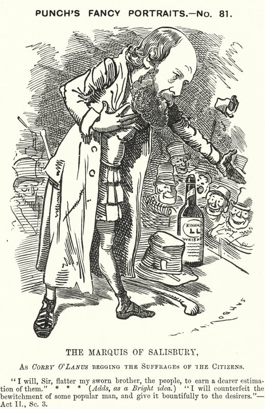 Karikatur: Robert Gascoyne-Cecil, 3. Marquess of Salisbury, englischer konservativer Politiker (Gravur) von Edward Linley (after) Sambourne