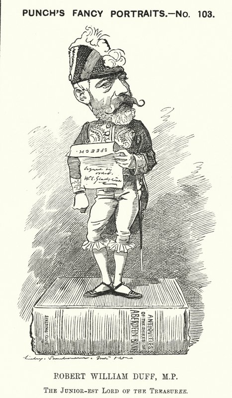 Karikatur: Robert William Duff, schottischer liberaler Politiker (Gravur) von Edward Linley (after) Sambourne