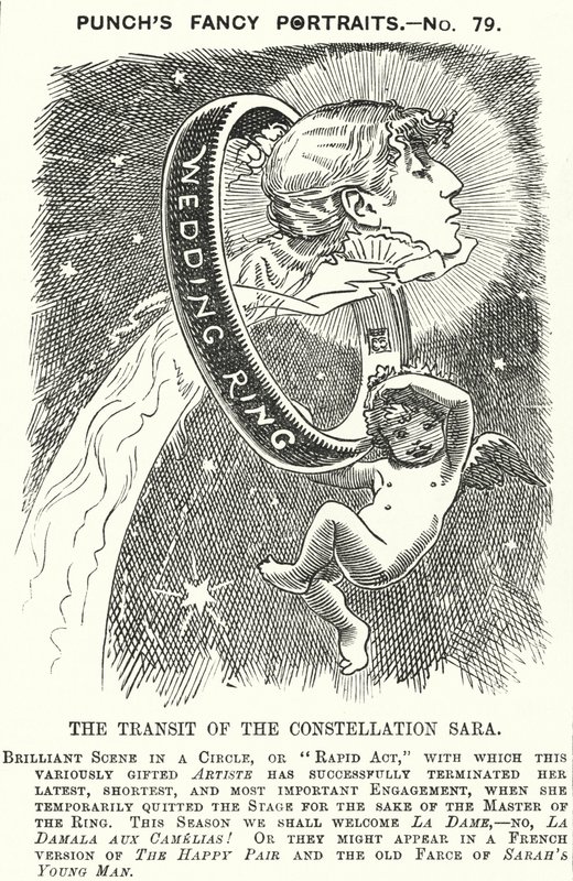 Punch-Karikatur: Sarah Bernhardt, französische Schauspielerin von Edward Linley (after) Sambourne
