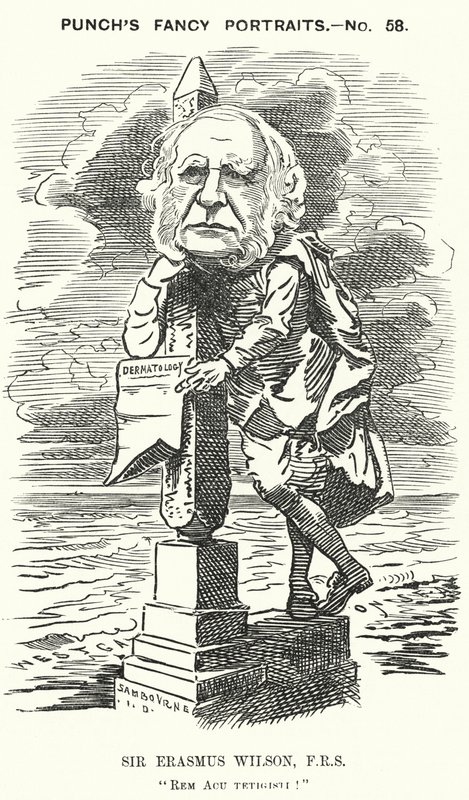 Sir Erasmus Wilson, englischer Chirurg und Dermatologe (Karikatur) von Edward Linley (after) Sambourne