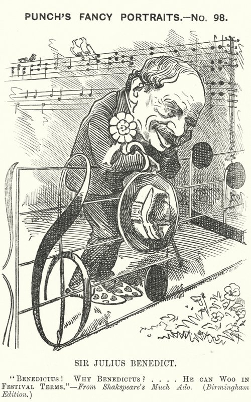 Karikatur von Punch: Sir Julius Benedict, deutschstämmiger Komponist und Dirigent (Stich) von Edward Linley (after) Sambourne