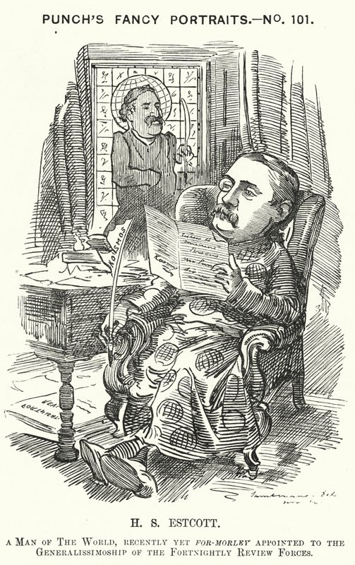 Thomas Hay Sweet Estcott, englischer Journalist und Redakteur (Karikatur) von Edward Linley (after) Sambourne