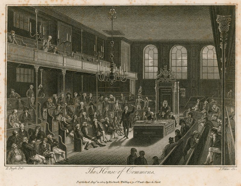 Das House of Commons, zerstört durch Feuer, 16. Oktober 1834 von Edward Pugh