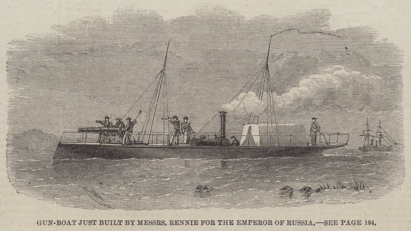 Kanonenboot, gerade gebaut von Messers Rennie für den Kaiser von Russland von Edwin Weedon
