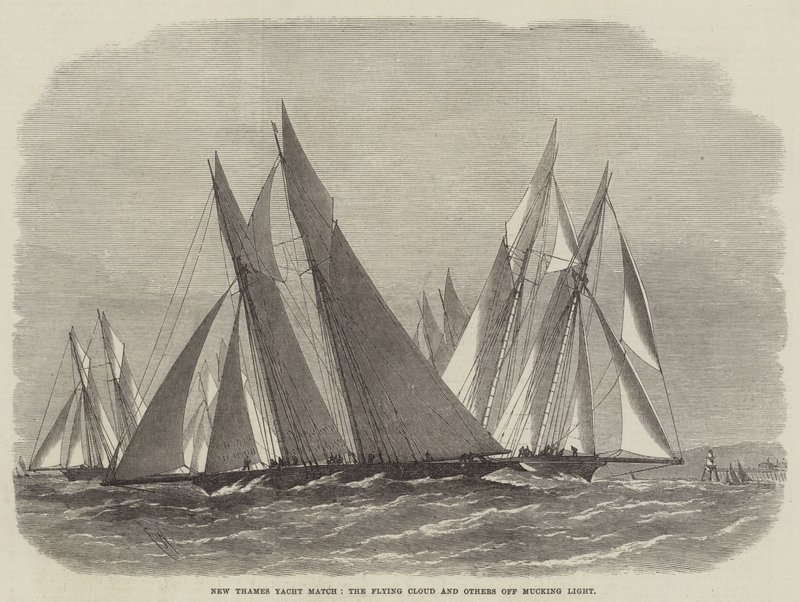 New Thames Yacht Match, die Flying Cloud und andere vor Mucking Light von Edwin Weedon