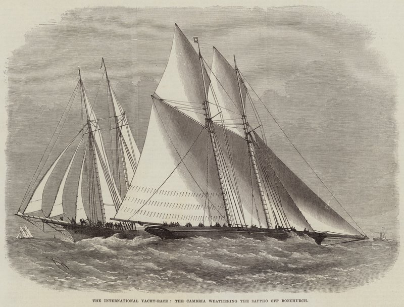 Das internationale Yacht-Rennen, die Cambria trotzt der Sappho vor Bonchurch von Edwin Weedon