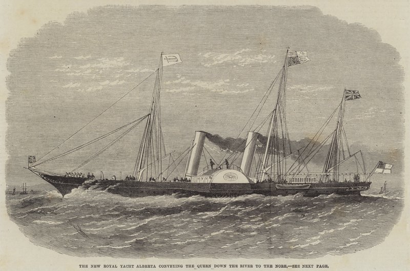 Die neue königliche Yacht Alberta bringt die Königin den Fluss hinunter zur Nore von Edwin Weedon