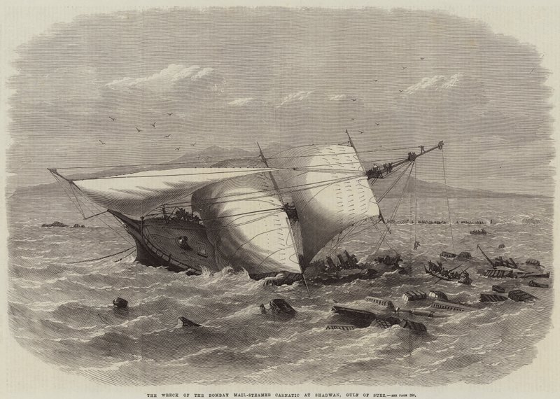 Das Wrack des Bombay-Postdampfers Carnatic bei Shadwan, Golf von Suez von Edwin Weedon