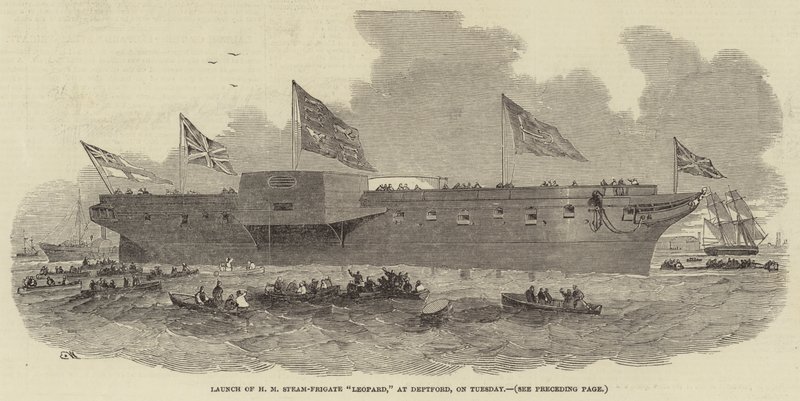 Stapellauf der Dampffregatte HM Leopard in Deptford, am Dienstag von Edwin Weedon