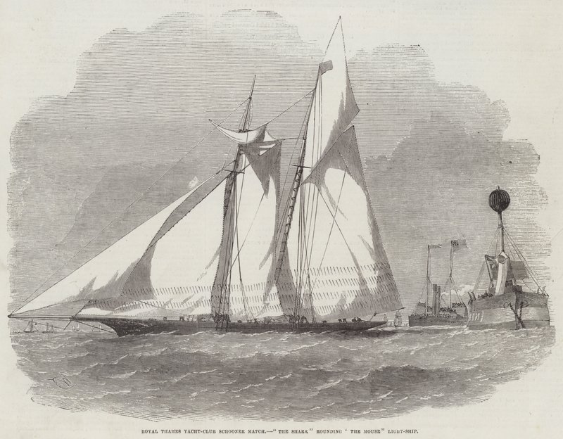 Royal Thames Yacht-Club Schooner Match, Die Shark umrundet das Mouse Light-Ship von Edwin Weedon