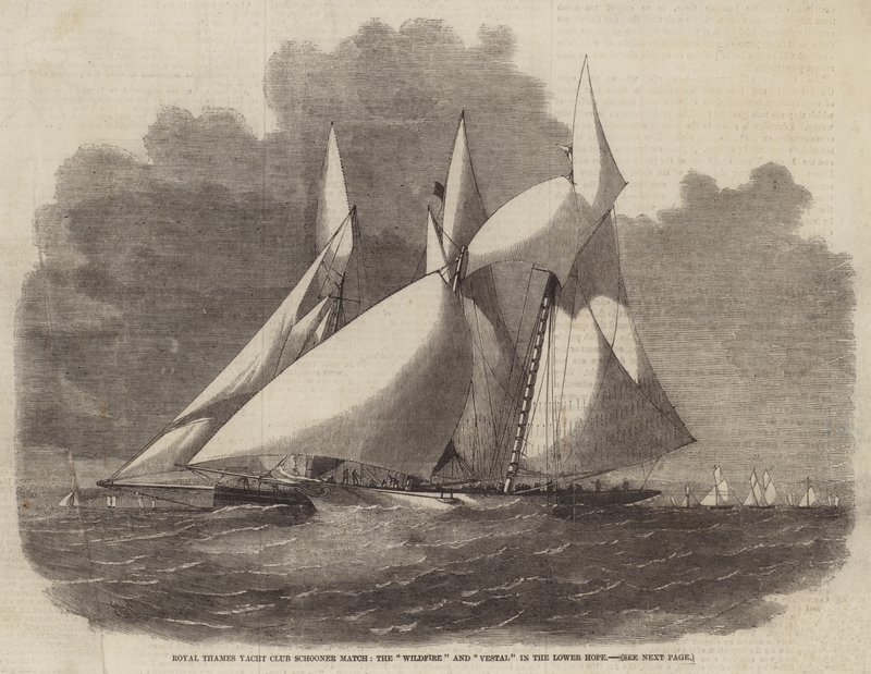 Royal Thames Yacht Club Schooner Match, die Wildfire und Vestal in der Lower Hope von Edwin Weedon