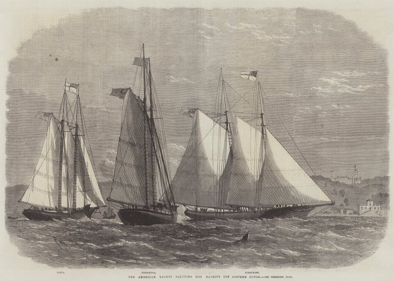 Die amerikanischen Yachten grüßen Ihre Majestät vor dem Osborne House von Edwin Weedon