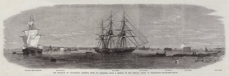 Der Eingang zum Hafen von Charleston mit seinen Verteidigungen von Edwin Weedon