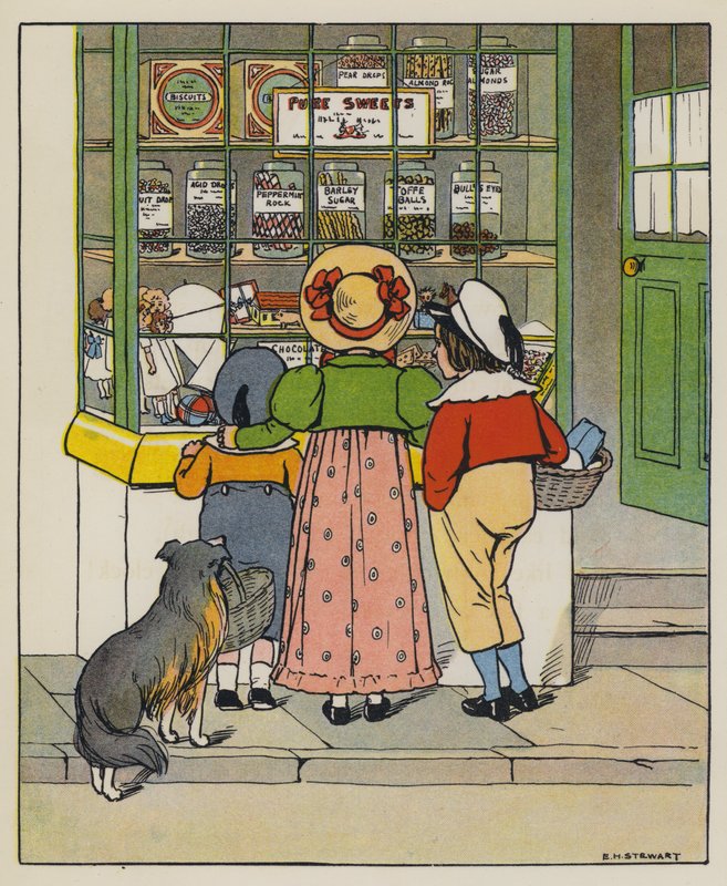 Samstag, Einkaufszeit (Farblithografie) von Elise H. Stewart