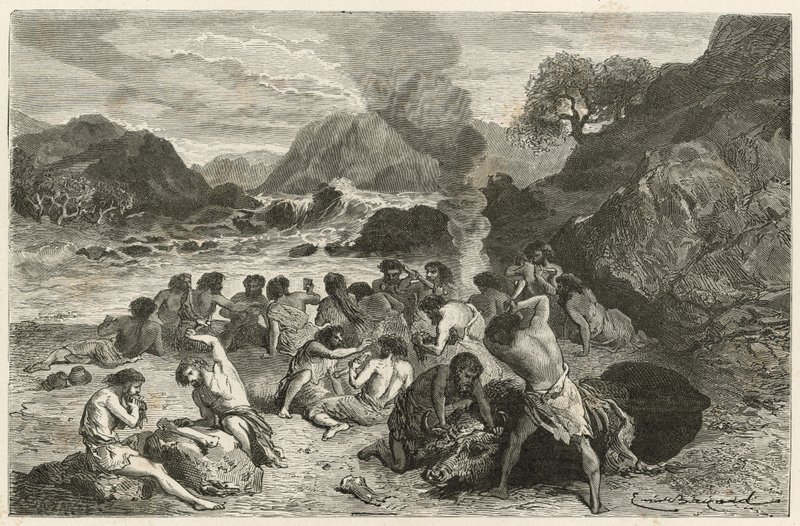 Ein Festmahl in der Rentierzeit von Emile Antoine Bayard