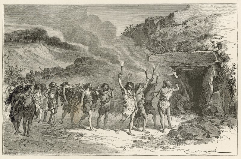 Eine Begräbniszeremonie in der Rentierzeit von Emile Antoine Bayard