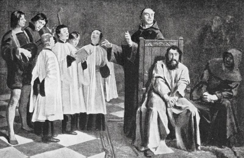 Der Wahnsinn von Hugo van der Goes (Lithografie) von Emile Charles Wauters