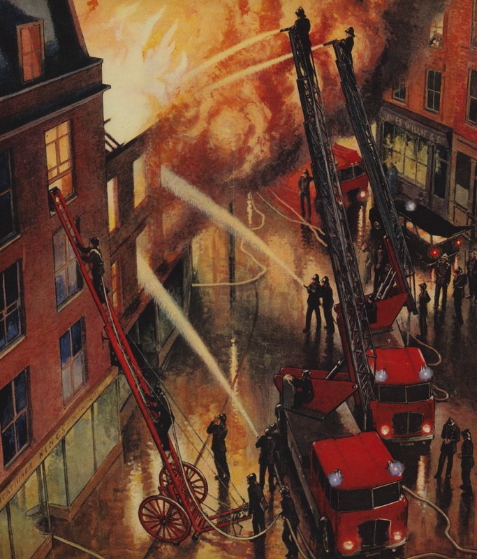 Feuerwehr im Einsatz, England, 1960er Jahre von English School