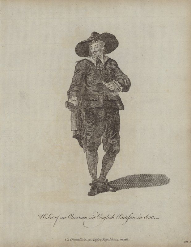 Kleidung eines Oliverianers und englischen Partisanen im Jahr 1650 von English School