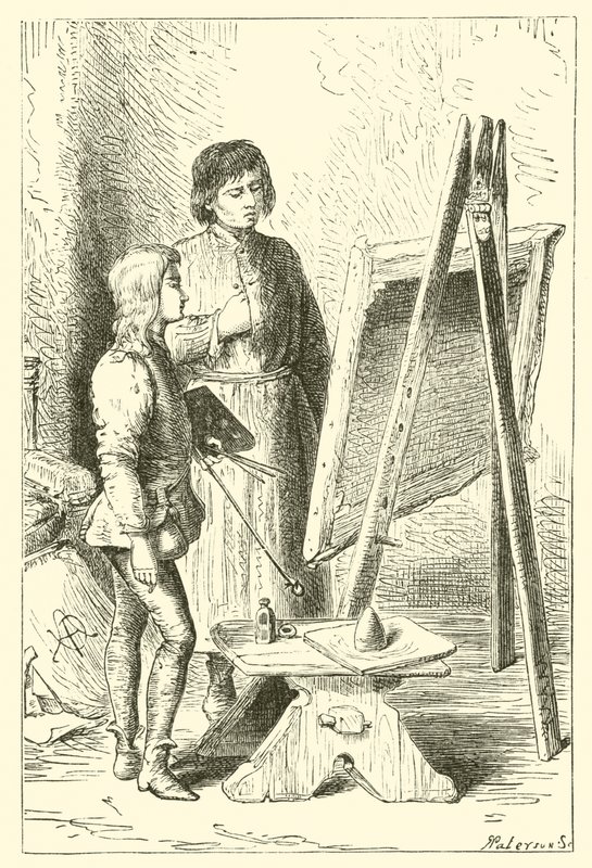 Leonardo Da Vinci, als Junge, im Studio von Verrocchio von English School