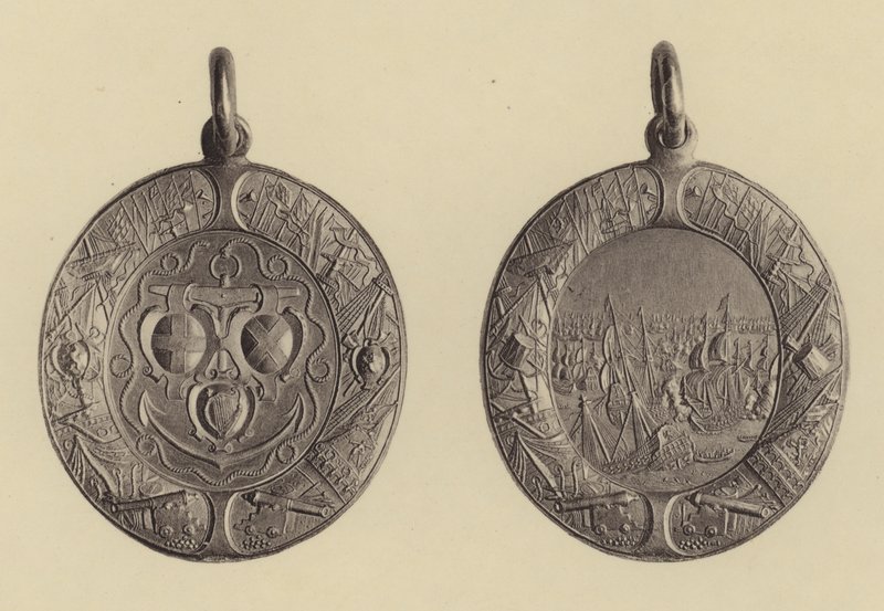 Vorder- und Rückseite der Marinebelohnung für Admiral Blakes Siege über die Niederländer, 1652-3 von English School