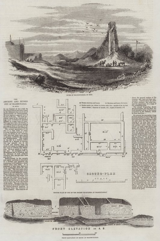 Die alte und ruinierte Stadt Brahmunabad in Sind von English School