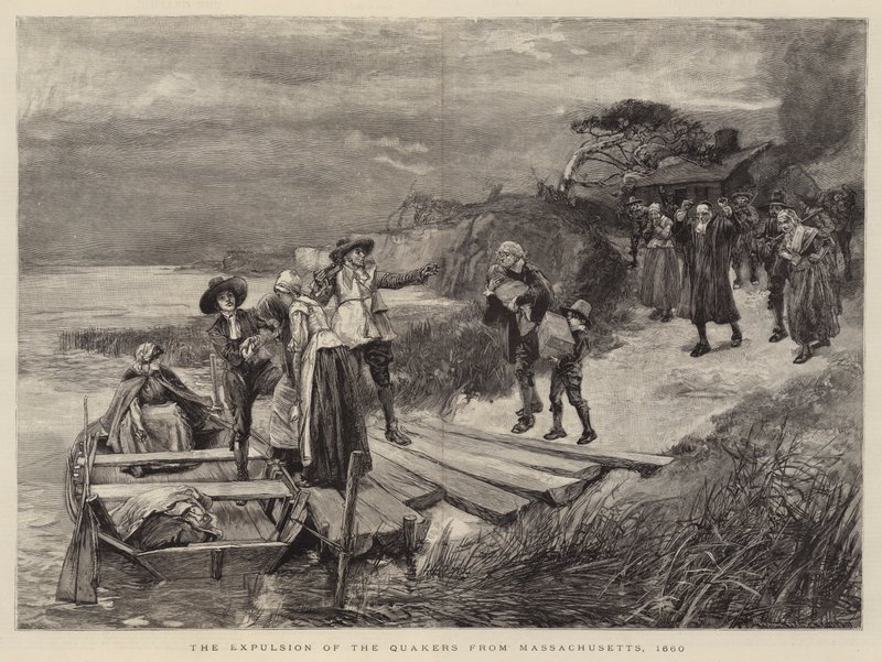 Die Vertreibung der Quäker aus Massachusetts, 1660 von English School