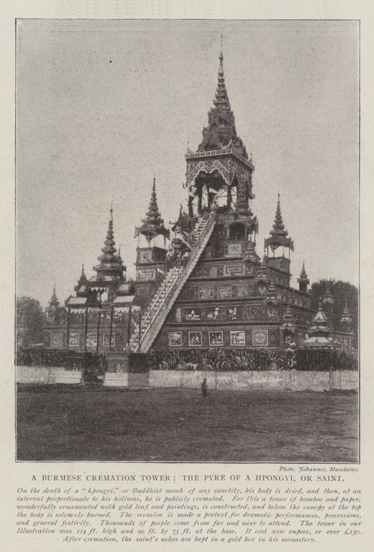 Ein burmesischer Kremationsturm, der Scheiterhaufen eines Hpongyi oder Heiligen von English Photographer