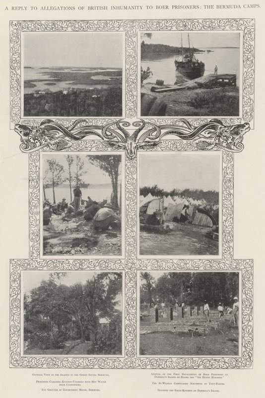 Eine Antwort auf Vorwürfe britischer Unmenschlichkeit gegenüber Buren-Gefangenen, die Bermuda-Lager von English Photographer