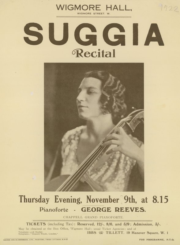 Anzeige für ein Suggia-Konzert in der Wigmore Hall von English Photographer