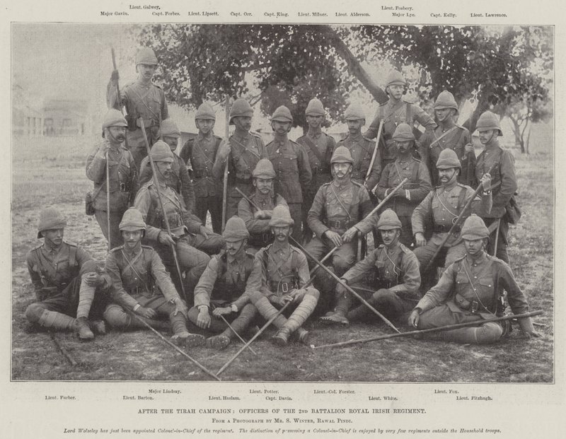 Nach der Tirah-Kampagne, Offiziere des 2. Bataillons des Royal Irish Regiment von English Photographer