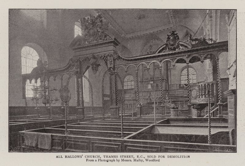 All Hallows Church, Thames Street, EC, zum Abriss verkauft von English Photographer