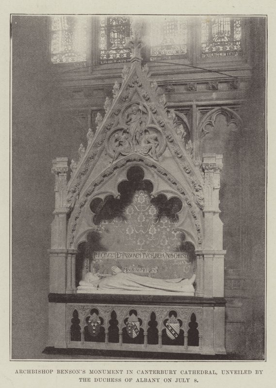 Denkmal von Erzbischof Benson in der Kathedrale von Canterbury, enthüllt von der Herzogin von Albany am 8. Juli von English Photographer