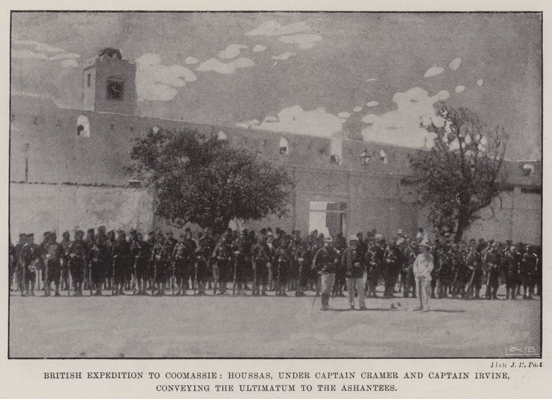 Britische Expedition nach Coomassie, Houssas unter Captain Cramer und Captain Irvine, die das Ultimatum an die Ashantees überbringen von English Photographer