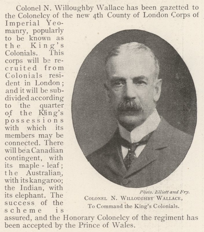 Oberst N. Willoughby Wallace, Kommandeur der King
