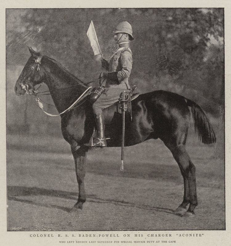 Oberst R S S Baden-Powell auf seinem Pferd Aconite von English Photographer