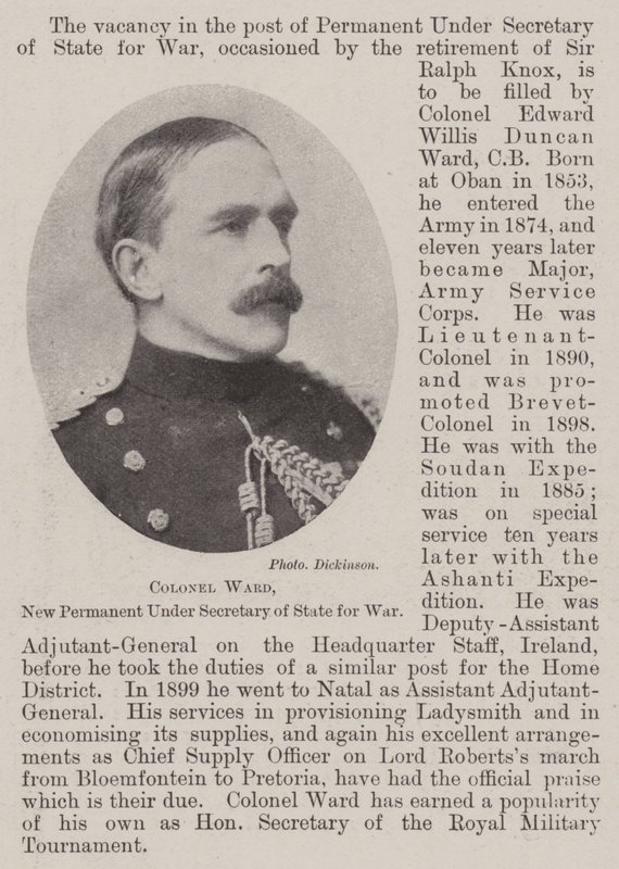 Oberst Ward, neuer ständiger Unterstaatssekretär für Krieg von English Photographer