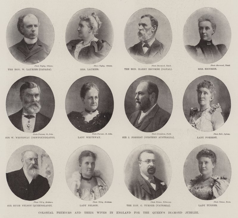 Kolonialpremiers und ihre Ehefrauen in England für das Diamantjubiläum der Königin von English Photographer