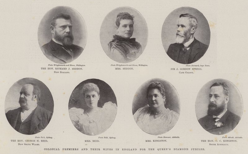 Kolonialpremiers und ihre Ehefrauen in England für das Diamantjubiläum der Königin von English Photographer