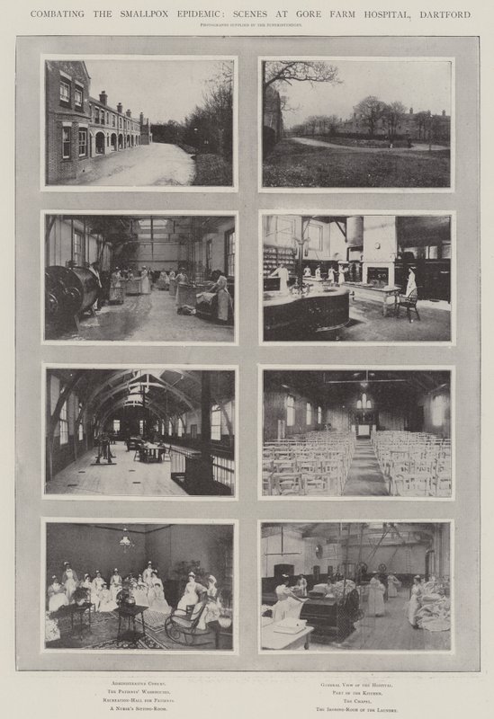 Bekämpfung der Pockenepidemie, Szenen im Gore Farm Hospital, Dartford von English Photographer