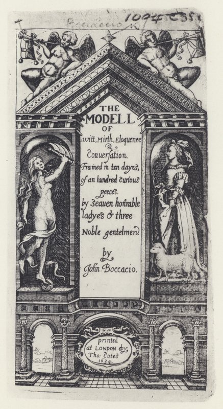 G. Boccaccio, Das Modell des Witzes, Decameron, T. Cotes für B. Allen und W. Hope 1634 (s/w Foto) von English Photographer
